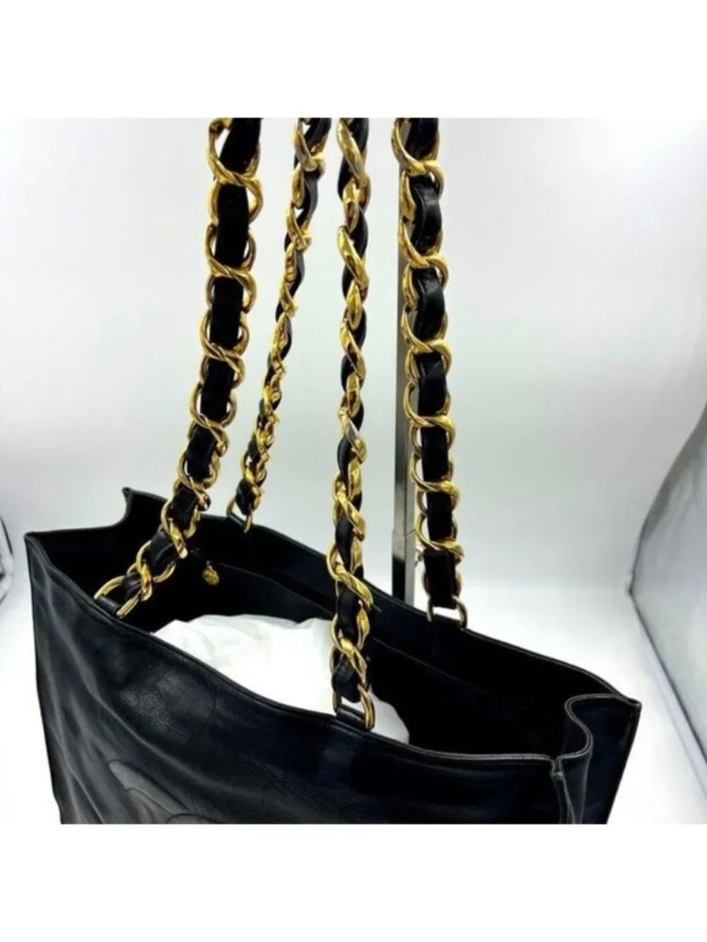 Authentic CHANEL Jumbo XL Shopping Tote Bag Timeless Classic Black Lambskin